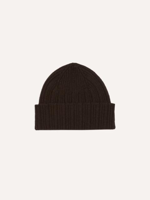 Drake's Brown Geelongora Ribbed Knit Cap