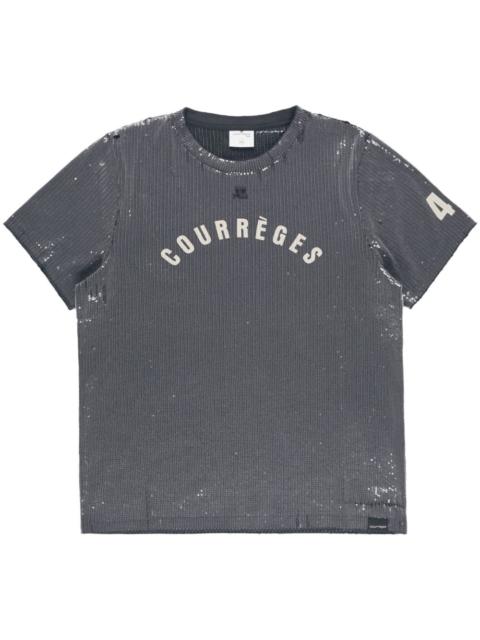 courrèges embroidered distressed T-shirt