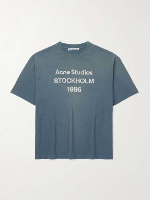 Acne Studios Exford Distressed Logo-Print Cotton and Hemp-Blend Jersey T-Shirt