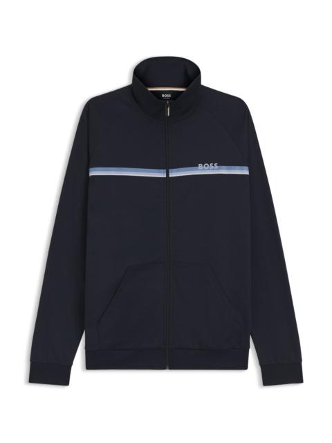 BOSS COTTON-TERRY JACKET WITH LOGO AND STRIPE