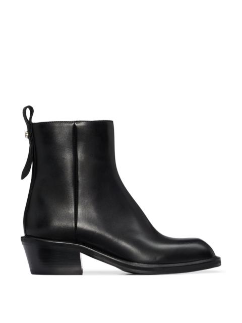 BOSS ITALIAN-MADE ANKLE BOOTS IN LEATHER WITH SQUARED TOE