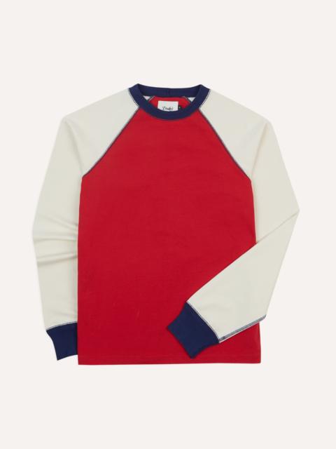 Drake's Red and Ecru Long Sleeve Raglan T-Shirt