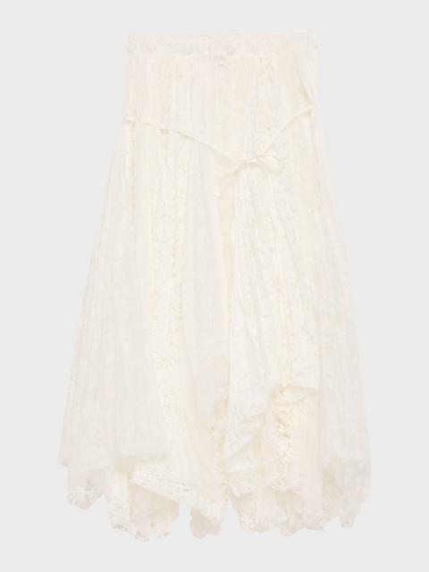 JW Anderson Mixed Lace Asymmetric Midi Skirt