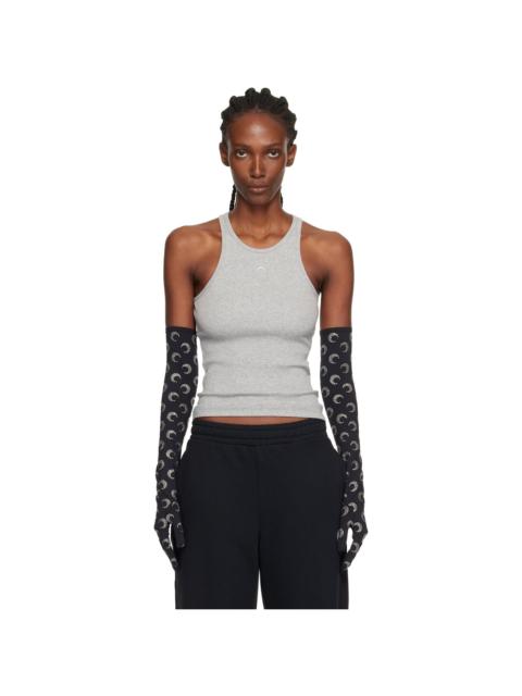 Marine Serre Gray Moon Logo Ribbed Jersey Tank Top