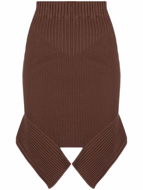 ANDREĀDAMO rib-knit asymmetric skirt