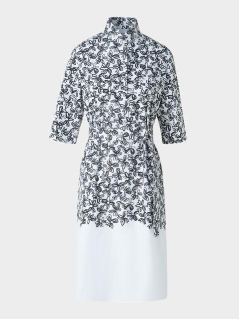 AKRIS Daisy-Print Cotton Poplin Belted Shirtdress
