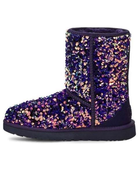 UGG (WMNS) UGG Classic Short Stellar Sequin Snow Boots Black/Blue/Purple 1112514-MDL