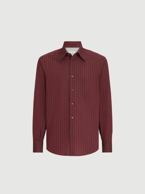 Brunello Cucinelli Double pinstripe cotton overshirt with Italian collar and chest pocket