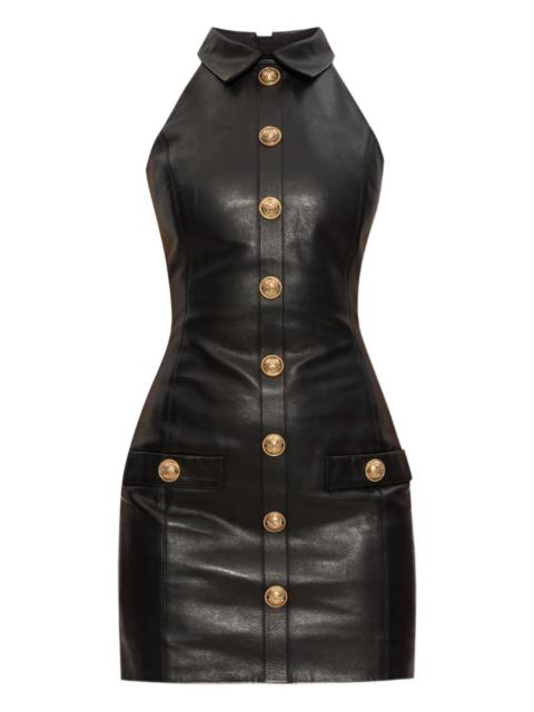 Balmain leather buttoned mini dress