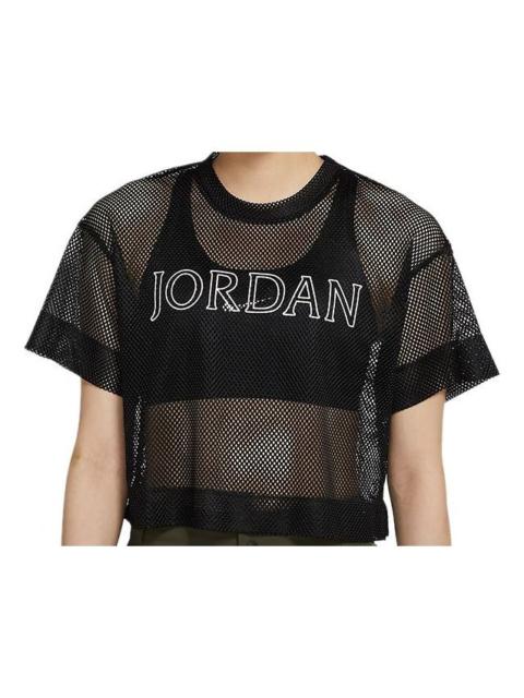 Jordan (WMNS) Air Jordan Sports Stylish Mesh Short Sleeve Black CZ1892-010