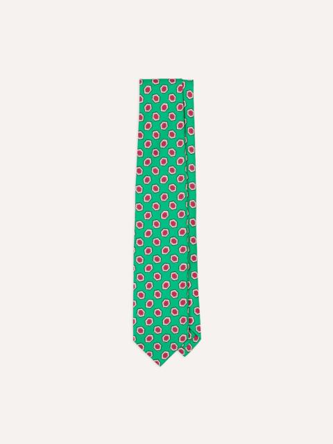 Drake's Green Hexagon Tile Print Silk Self-Tipped Tie