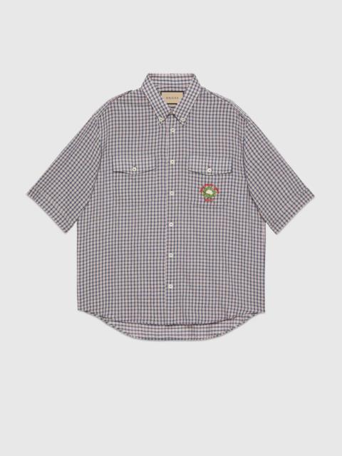 Micro check shirt with Gucci cauliflower