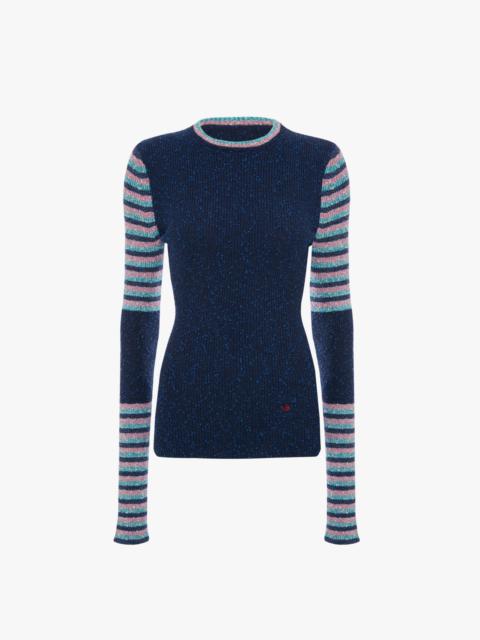 Victoria Beckham Crew Neck Jumper in Blue Stripe