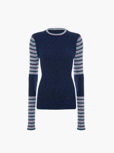 Crew Neck Jumper in Blue Stripe