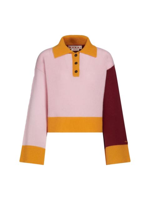 colour-block-design knit cashmere jumper