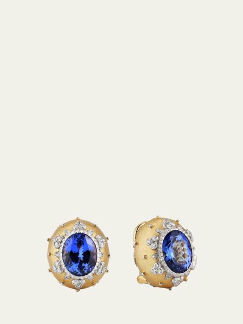 Buccellati 18k Gold Macri Color Earrings With Tanzanite And Diamonds