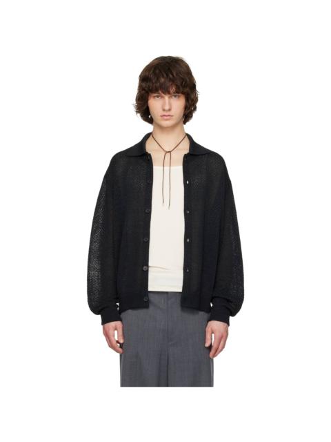 SOLID HOMME Black Collar Button Cardigan