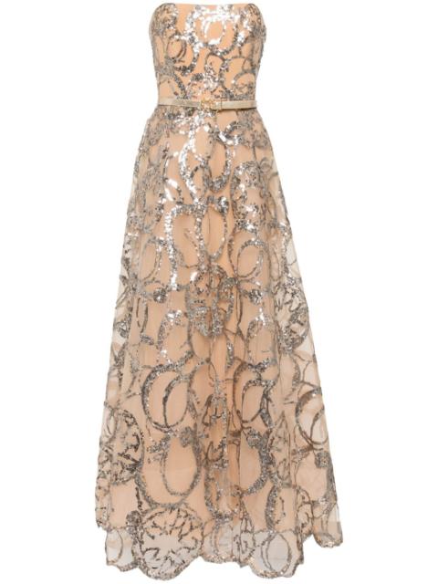 ELIE SAAB embroidered strapless gown