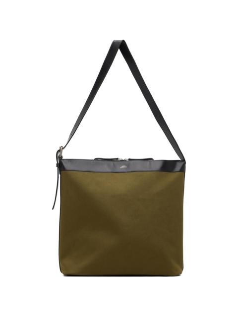 A.P.C. Khaki & Black Vera Maxi Biker Bag