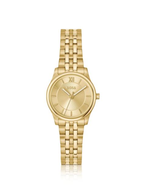 BOSS GRACEFUL GOLD-TONE WATCH WITH SUNBURST-PATTERNED DIAL