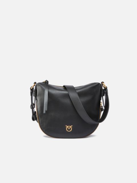 PINKO SMALL LEATHER HOBO SHOULDER BAG WITH ZIP