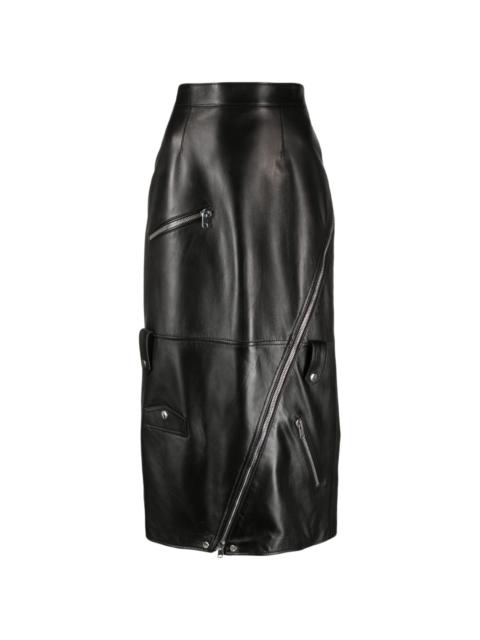 Alexander McQueen high-waisted polished-finish skirt