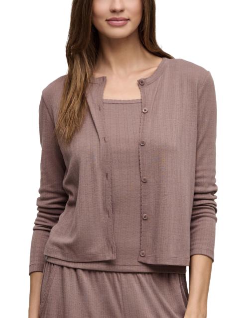 Barefoot Dreams barefoot dreams Scalloped Pointelle Cardigan in Sable
