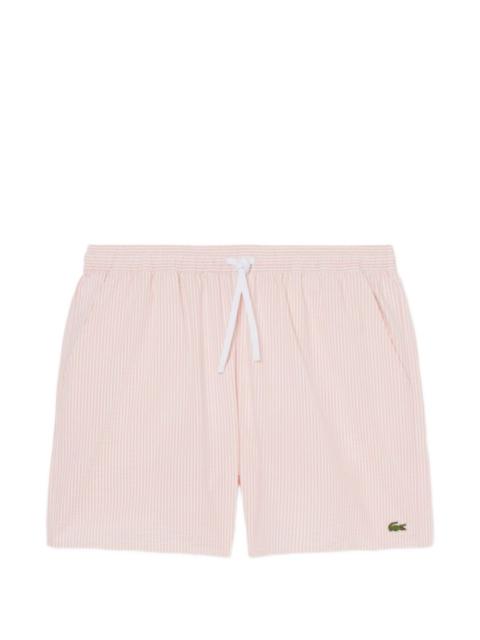 LACOSTE striped drawstring swim shorts