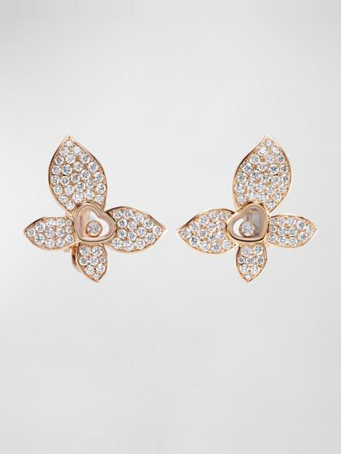 Chopard Happy Butterfly 18K Rose Gold Diamond Earrings