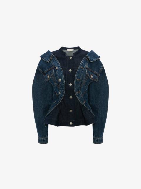 Alexander McQueen Denim Trompe L’oeil Jacket in Blue