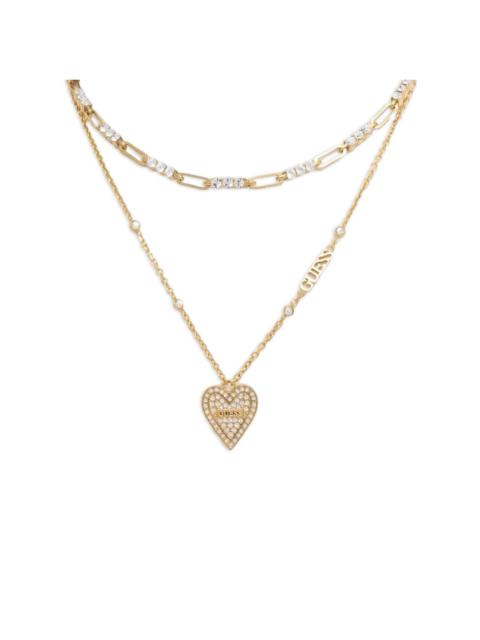 GUESS USA crystal-embellished heart necklace