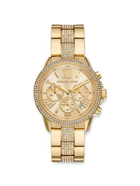 MICHAEL KORS oversized Brynn pavé gold-tone watch