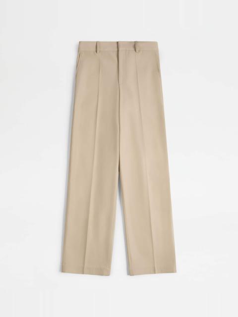 Tod's PANTS IN COTTON BLEND WOOL - BROWN