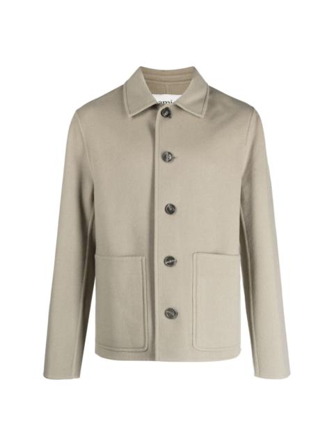 AMI Paris spread-collar single-breasted coat