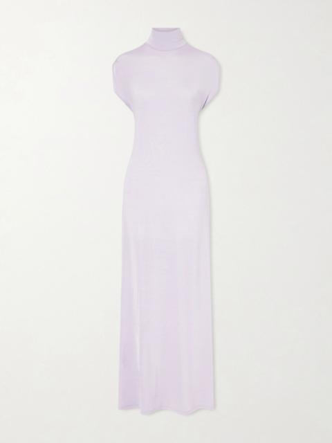 COLLEEN ALLEN Open-back jersey turtleneck gown Lilac