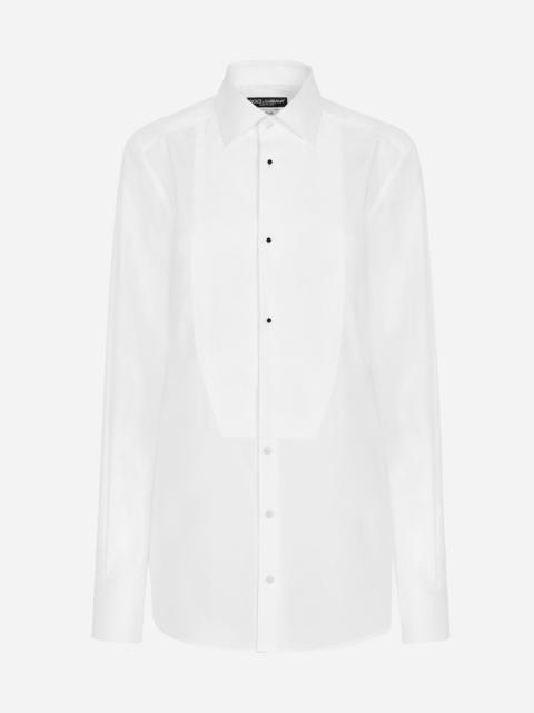 Dolce & Gabbana Cotton tuxedo shirt with piqué shirt front