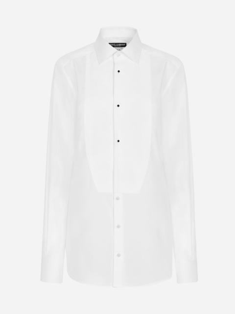 Cotton tuxedo shirt with piqué shirt front