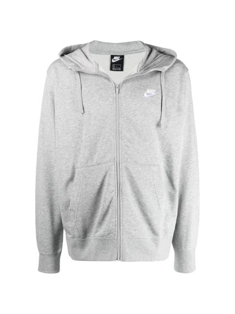 Club fleece front zip hoodie