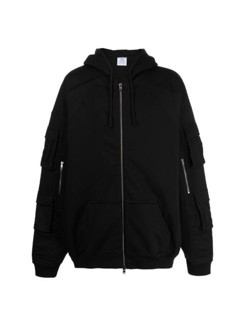 logo-embroidered zip-up hooded jacket