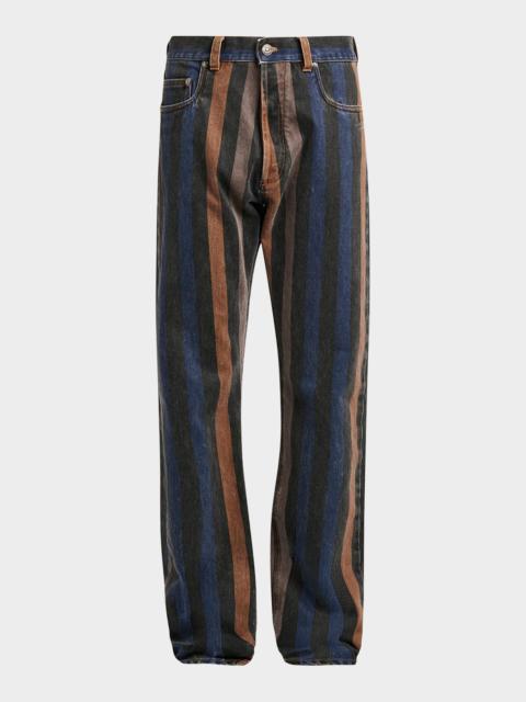 VERSACE JEANS COUTURE Men's Striped Cotton Straight-Leg Jeans