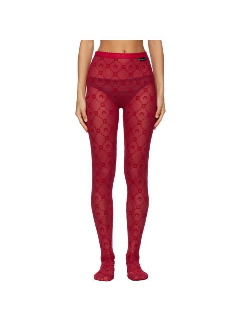 Marine Serre Red Moonogram Mesh Flock Tights