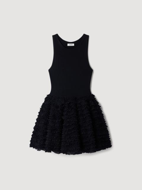 Sandro SHORT RUFFLED LACE DRESS