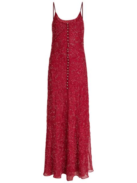 rabanne Rabanne Bead-embellished Chiffon Maxi Dress