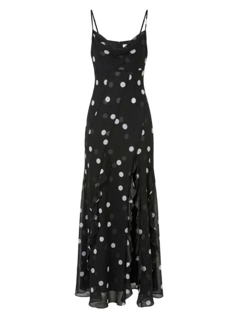 NICHOLAS Women's Kamila Ruffled Polka Dot Georgette Gown - Scattered Dot Black