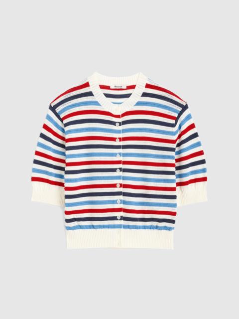 Madewell Textured Short-Sleeve Cardigan in 100% Cotton