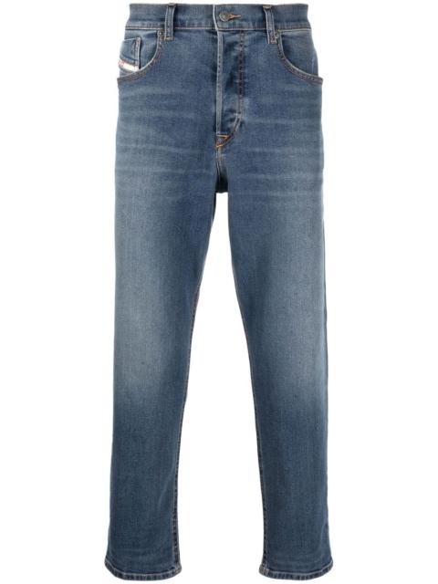 slim-cut washed jeans