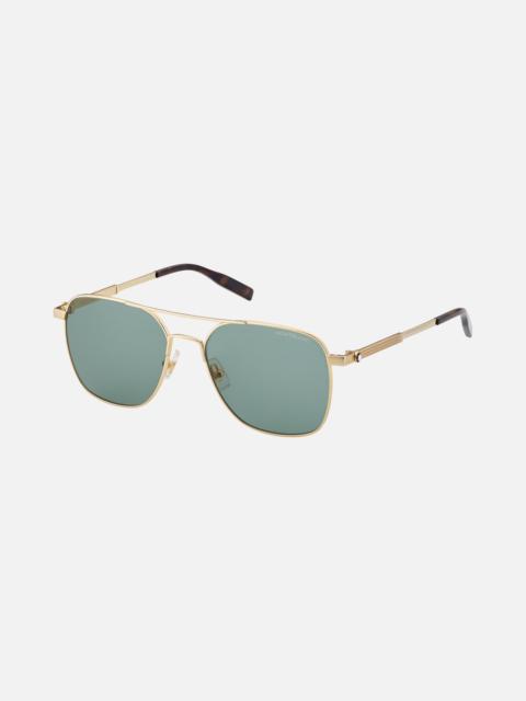 Montblanc Rectangular Gold-Colored Metal Frame Sunglasses