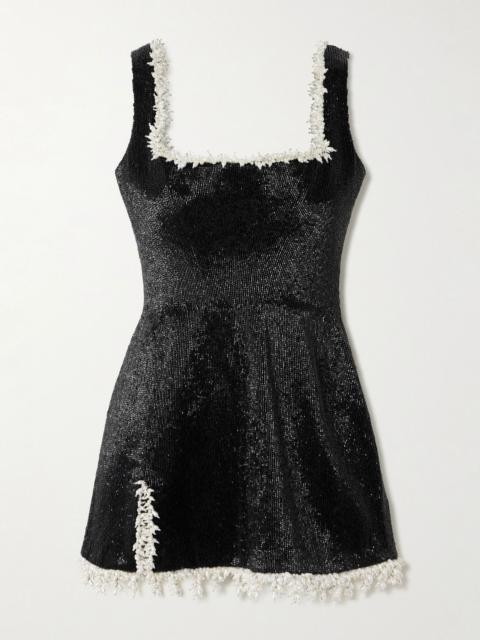 CLIO PEPPIATT Margot embellished satin mini dress Black