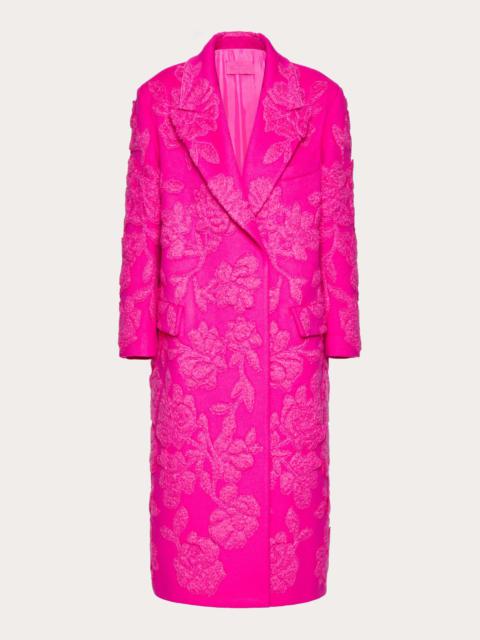 Valentino COMPACT DRAP COAT WITH FLORAL EMBROIDERY