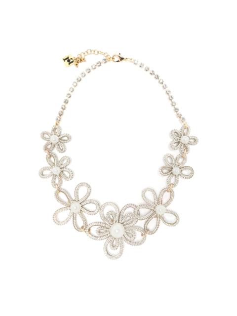 floral-appliquÃ© crystal-embellished necklace